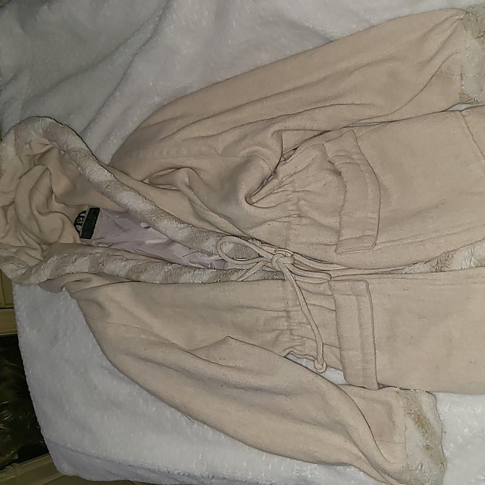 Fitz-Wright Size 15/16 Hooded Long Tan Wool Warm Jacket